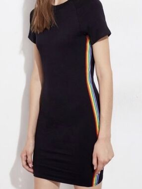 Silence + Noise Rainbow Stripe Bodycon Short Sleeve Dress Size S